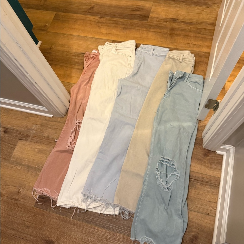 White Fox Boutique Ankle & Cropped Jeans - Pink, White, Beige, Blue - all smalls